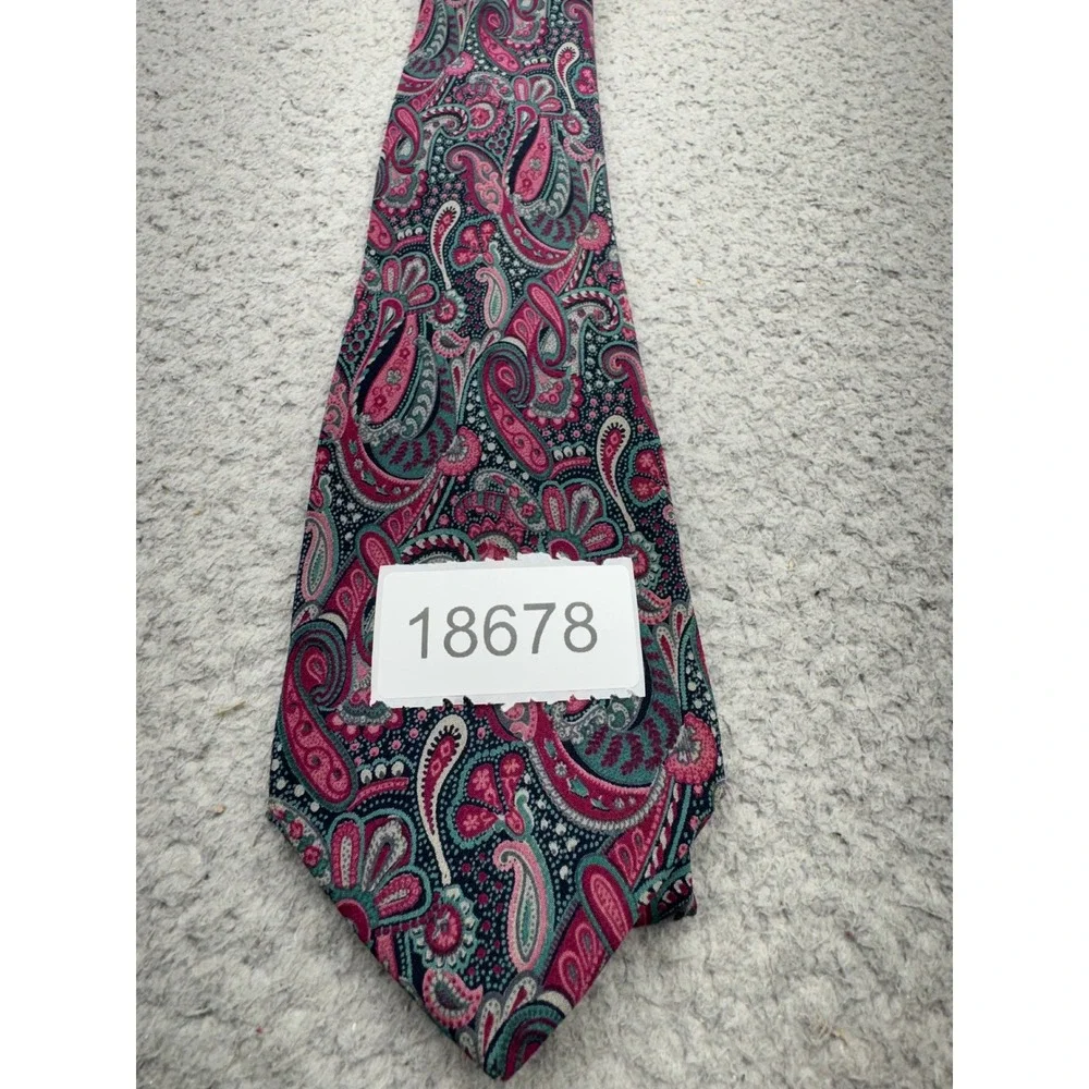 Valentino Paisley Silk Tie Pink Teal Made In Italy Designer Necktie